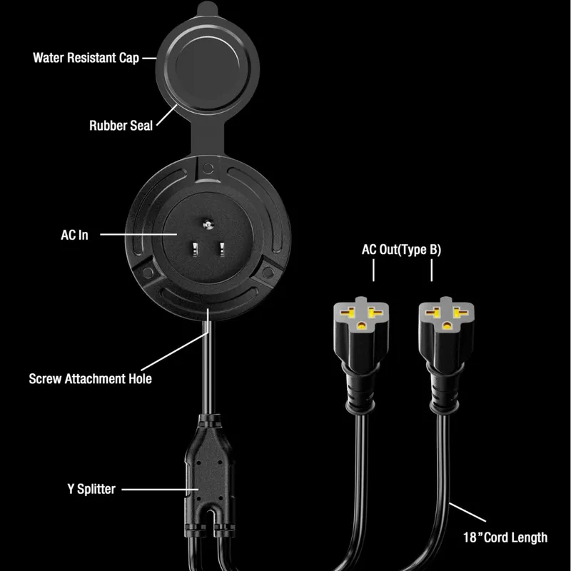 5'i 1 arada 20A 125V AC girişl - Outdoor Power Port incelemesi ve fiyatı